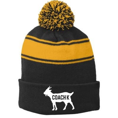 Coach K Goat Stripe Pom Pom Beanie