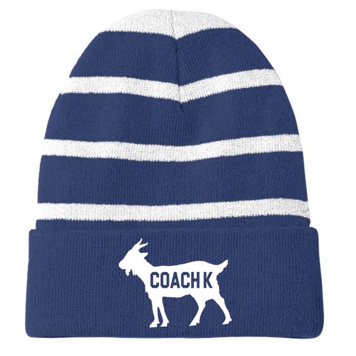 Coach K Goat Striped Beanie with Solid Band