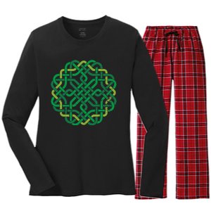 Celtic Knot Gaelic Knotwork St Patrick's Day Women's Long Sleeve Flannel Pajama Set 