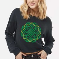 Celtic Knot Gaelic Knotwork St Patrick's Day Cropped Pullover Crew