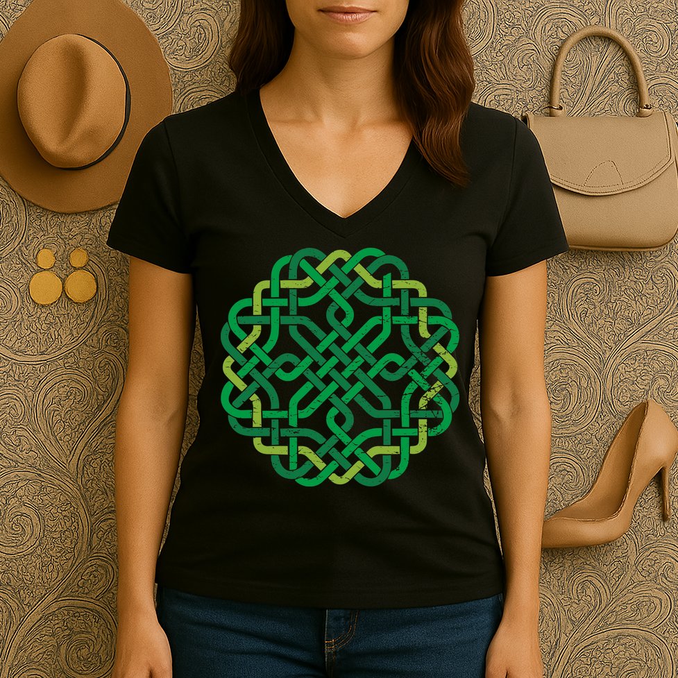 Celtic Knot Gaelic Knotwork St Patrick's Day Women's V-Neck T-Shirt