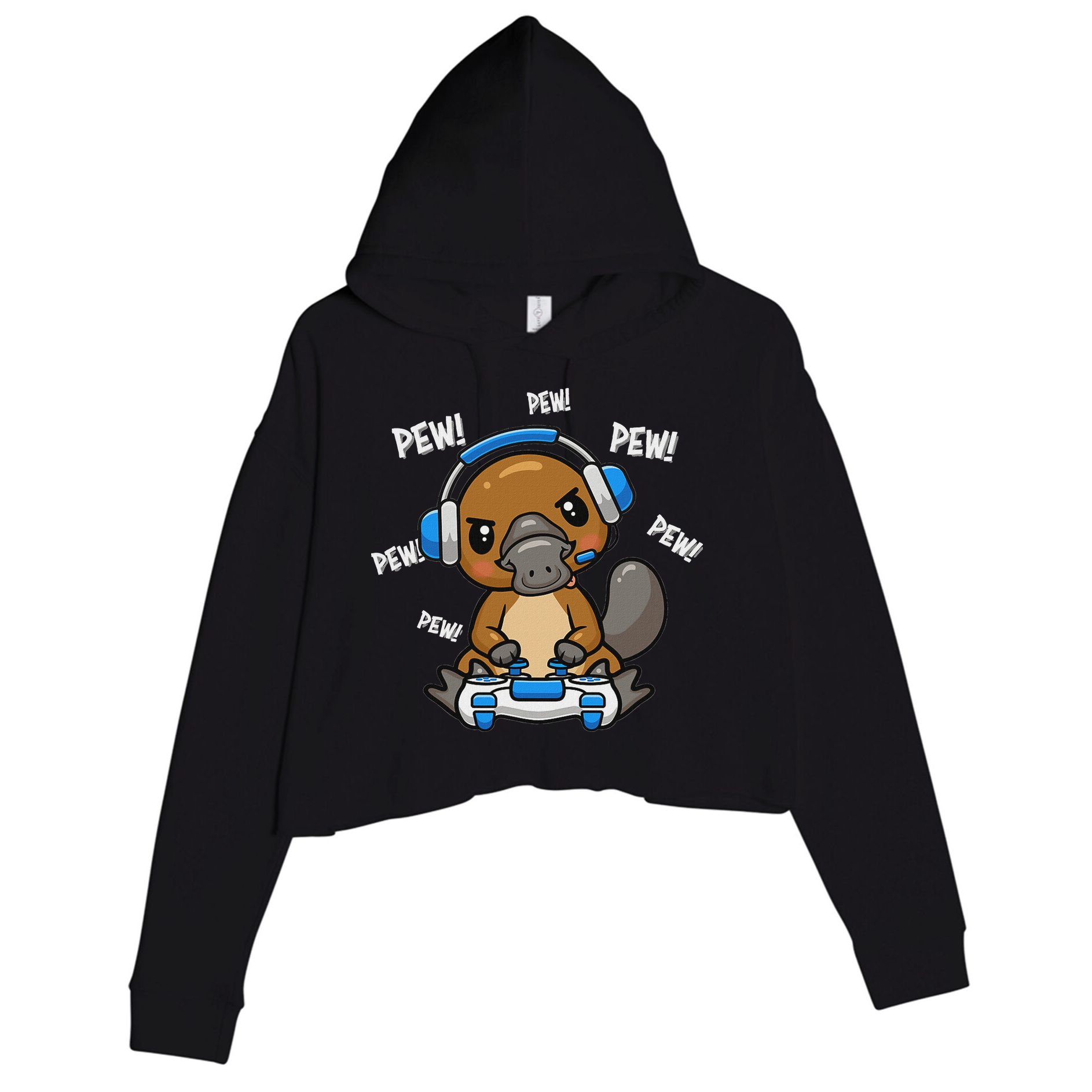 Cute Kawaii Gamer Platypus Lover Crop Fleece Hoodie