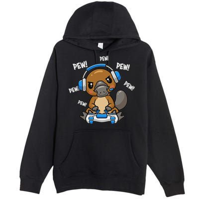 Cute Kawaii Gamer Platypus Lover Premium Pullover Hoodie