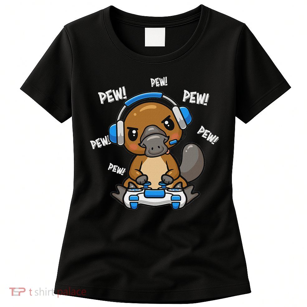 Cute Kawaii Gamer Platypus Lover Womens T-Shirt