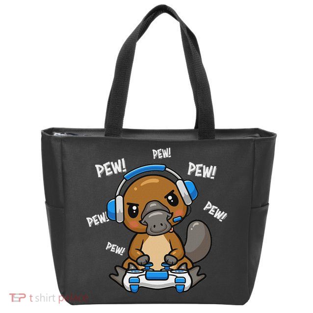 Cute Kawaii Gamer Platypus Lover Zip Tote Bag