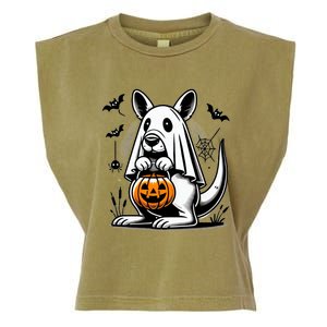 Cute Kangaroo Ghost Funny Halloween Trick Or Treat Garment-Dyed Women's Muscle Tee