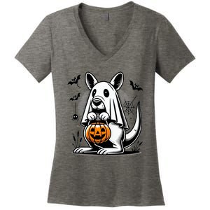 Cute Kangaroo Ghost Funny Halloween Trick Or Treat Women's V-Neck T-Shirt