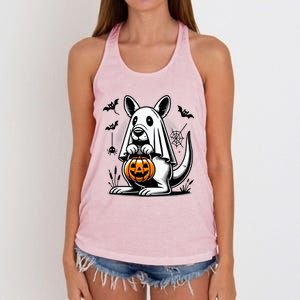 Cute Kangaroo Ghost Funny Halloween Trick Or Treat Women's Knotted Racerback Tank