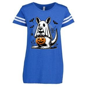 Cute Kangaroo Ghost Funny Halloween Trick Or Treat Enza Ladies Jersey Football T-Shirt