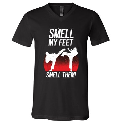 Cool Karate Gift For Boy Girl Funny Smell My Feet Karate V-Neck T-Shirt