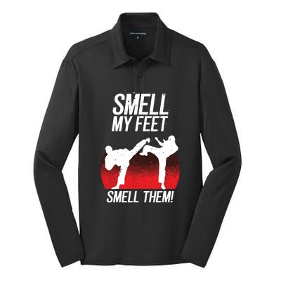 Cool Karate Gift For Boy Girl Funny Smell My Feet Karate Silk Touch Performance Long Sleeve Polo