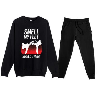 Cool Karate Gift For Boy Girl Funny Smell My Feet Karate Premium Crewneck Sweatsuit Set