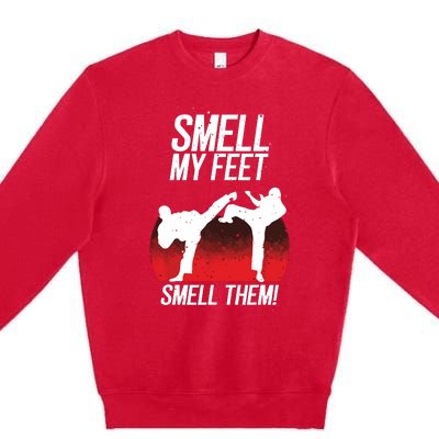 Cool Karate Gift For Boy Girl Funny Smell My Feet Karate Premium Crewneck Sweatshirt