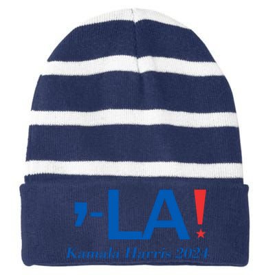 Commala Kamala Harris 2024 Striped Beanie with Solid Band