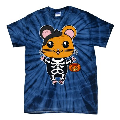 Cute Kawaii Hamster Halloween Hamster Skeleton Pumpkin Tie-Dye T-Shirt