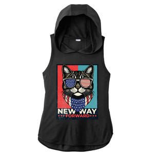 Cat Kamala Harris New Way Forward American Election 2024 Ladies PosiCharge Tri-Blend Wicking Draft Hoodie Tank