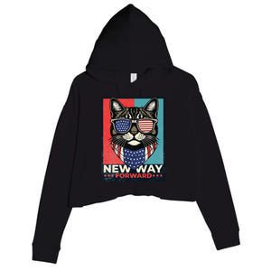 Cat Kamala Harris New Way Forward American Election 2024 Crop Fleece Hoodie