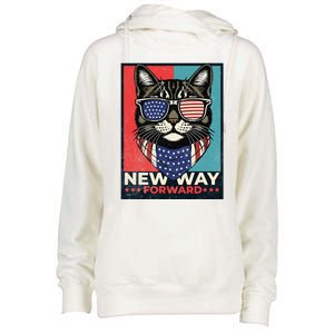 Cat Kamala Harris New Way Forward American Election 2024 Womens Funnel Neck Pullover Hood