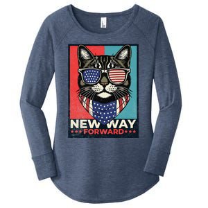 Cat Kamala Harris New Way Forward American Election 2024 Women's Perfect Tri Tunic Long Sleeve Shirt