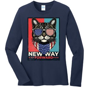 Cat Kamala Harris New Way Forward American Election 2024 Ladies Long Sleeve Shirt