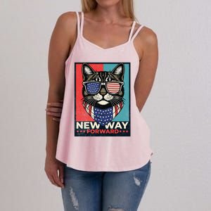 Cat Kamala Harris New Way Forward American Election 2024 Women's Strappy Tank