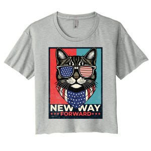 Cat Kamala Harris New Way Forward American Election 2024 Women's Crop Top Tee