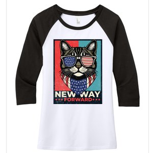 Cat Kamala Harris New Way Forward American Election 2024 Women's Tri-Blend 3/4-Sleeve Raglan Shirt