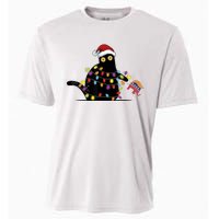 Cat Kamala Harris Black Cat Pushing Trump Elephant Christmas Cooling Performance Crew T-Shirt