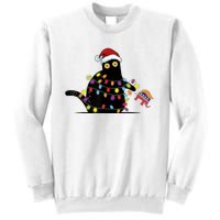 Cat Kamala Harris Black Cat Pushing Trump Elephant Christmas Sweatshirt