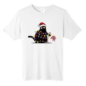 Cat Kamala Harris Black Cat Pushing Trump Elephant Christmas Tall Fusion ChromaSoft Performance T-Shirt