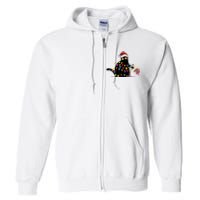 Cat Kamala Harris Black Cat Pushing Trump Elephant Christmas Full Zip Hoodie