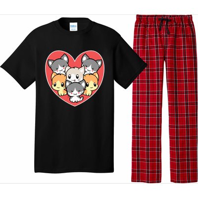 Cute Kitten Heart Shaped Design For Cat Lovers Meaningful Gift Pajama Set