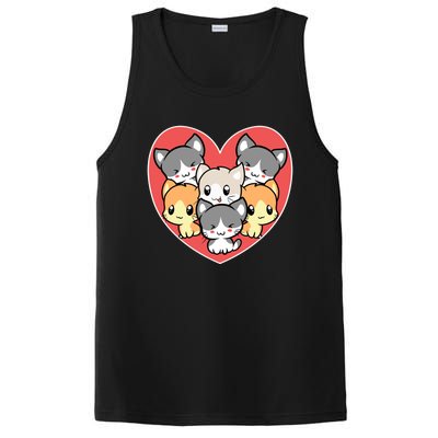 Cute Kitten Heart Shaped Design For Cat Lovers Meaningful Gift PosiCharge Competitor Tank