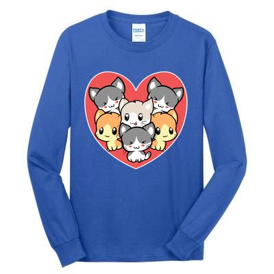 Cute Kitten Heart Shaped Design For Cat Lovers Meaningful Gift Tall Long Sleeve T-Shirt