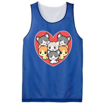 Cute Kitten Heart Shaped Design For Cat Lovers Meaningful Gift Mesh Reversible Basketball Jersey Tank