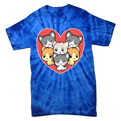 Cute Kitten Heart Shaped Design For Cat Lovers Meaningful Gift Tie-Dye T-Shirt