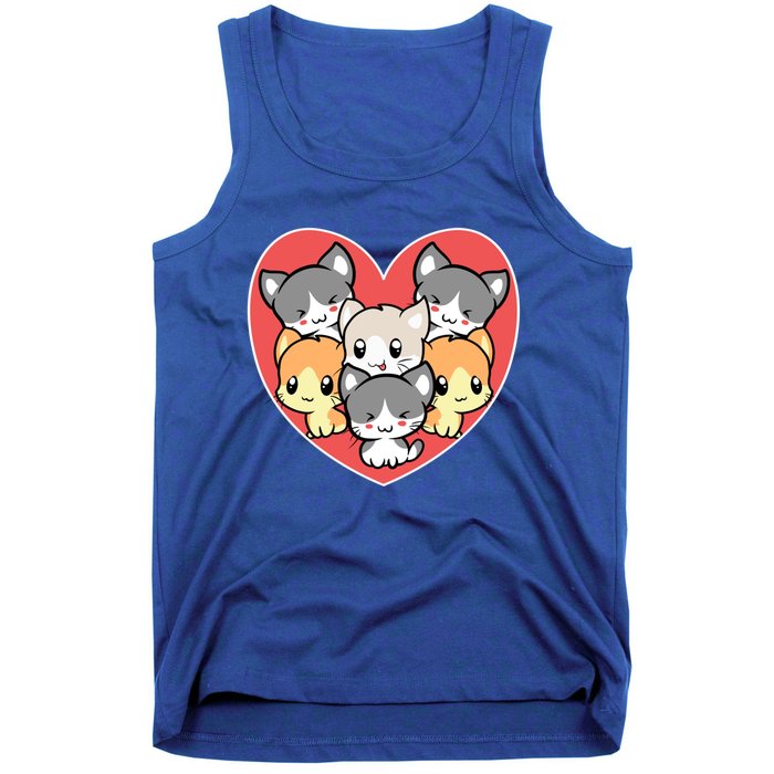 Cute Kitten Heart Shaped Design For Cat Lovers Meaningful Gift Tank Top