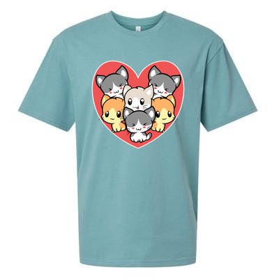 Cute Kitten Heart Shaped Design For Cat Lovers Meaningful Gift Sueded Cloud Jersey T-Shirt