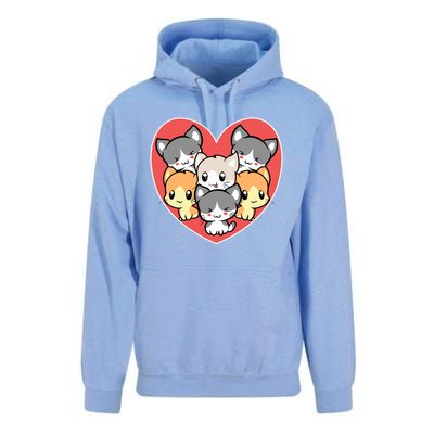 Cute Kitten Heart Shaped Design For Cat Lovers Meaningful Gift Unisex Surf Hoodie