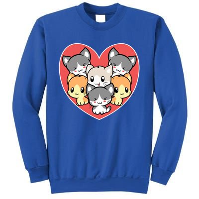 Cute Kitten Heart Shaped Design For Cat Lovers Gift Sweatshirt