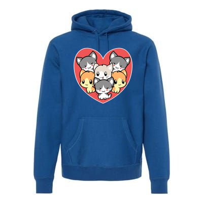 Cute Kitten Heart Shaped Design For Cat Lovers Gift Premium Hoodie