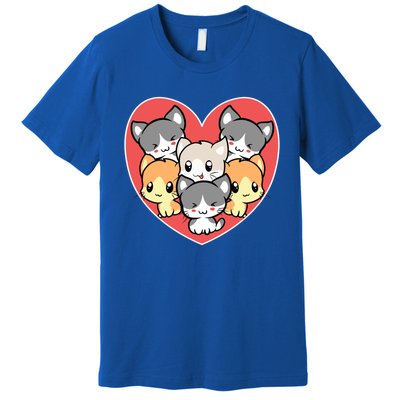 Cute Kitten Heart Shaped Design For Cat Lovers Gift Premium T-Shirt