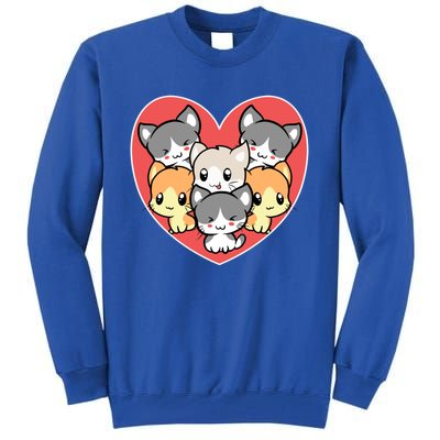 Cute Kitten Heart Shaped Design For Cat Lovers Gift Tall Sweatshirt