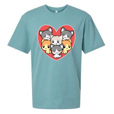 Cute Kitten Heart Shaped Design For Cat Lovers Gift Sueded Cloud Jersey T-Shirt