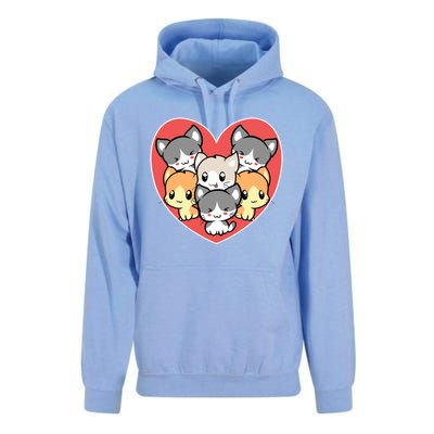 Cute Kitten Heart Shaped Design For Cat Lovers Gift Unisex Surf Hoodie