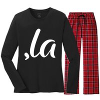 Cute Kamala Harris Comma La Women's Long Sleeve Flannel Pajama Set 