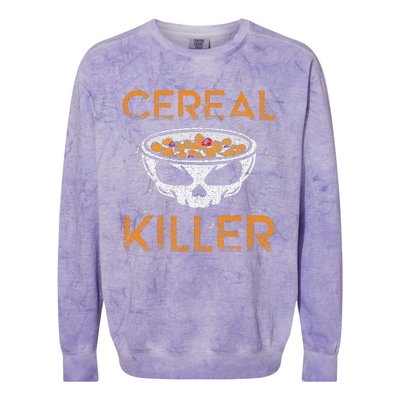 Cereal Killer Halloween Night Spooky Breakfast Milk Cereals Gift Colorblast Crewneck Sweatshirt