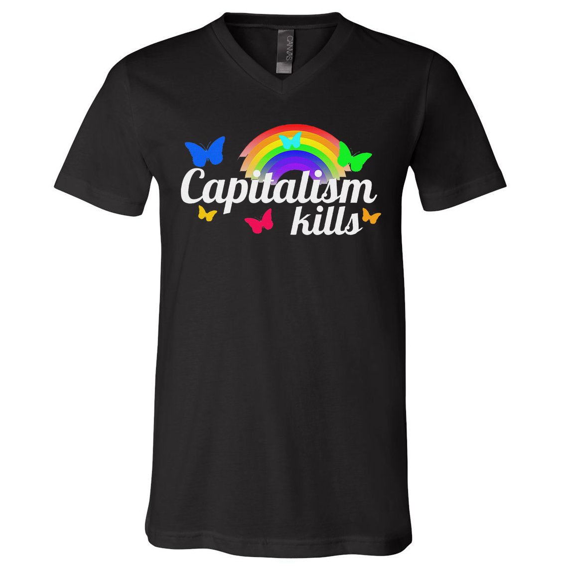 Capitalism Kills Ironic Anti Capitalist V-Neck T-Shirt