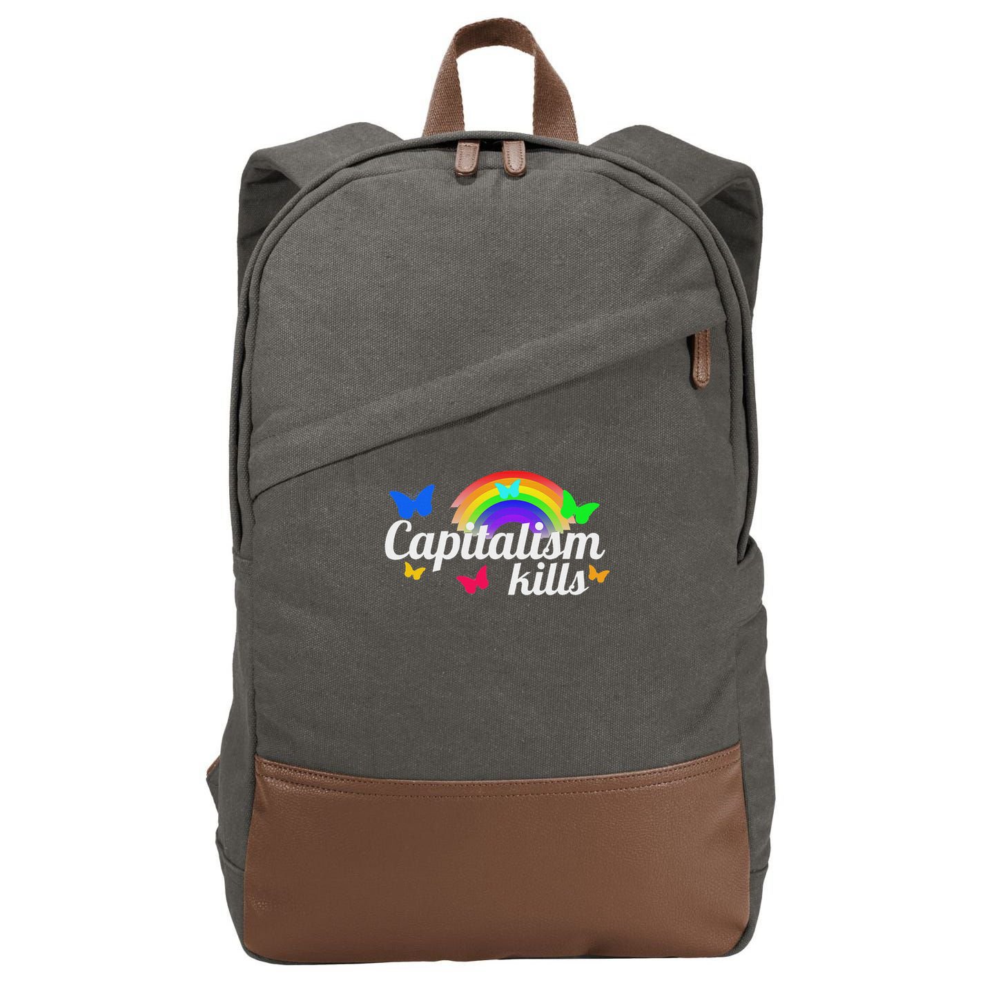Capitalism Kills Ironic Anti Capitalist Cotton Canvas Backpack