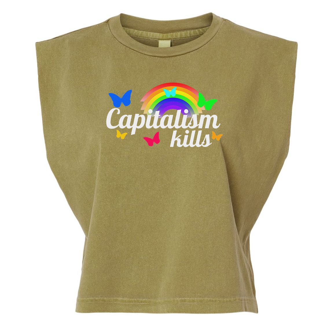 Capitalism Kills Ironic Anti Capitalist Garment-Dyed Women's Muscle Tee